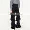 2017 Spring Womens Elegant Fancy Side Zip off Frilled Long Dress Pants