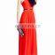 Latest Evening Dress Pattern V Neckline Ruched Skirt Formal Dress for Woman