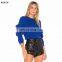 China Factory OEM Women Ruffle Sleeves Knit Acrylic Blend Sweater