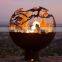 Black Steel Outdoor Hollow Metal Sphere Fire Pits Fire Ball