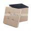 Customized Factory wholesale modern living room furniture faux linen  folding storage ottoman
