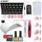 UV nail art kit with 24w led lamp poly gel set with base coat and top coat gel nail polish kit