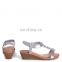 Silver Metallic Wedges heel Sandal With Floral Embellishment & Padded Foot Bed sandals shoes footwear
