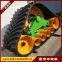 Modification of agricultural tractors with triangular track wheels for anti slip and anti sinking in paddy fields