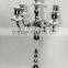 silver candelabra with crystal beaded votive and hangings.