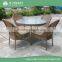 Wholesale cheap rattan wicker balcony furniture set with glass top table and 4 rattan chairs