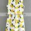 Lemon Print Round Collar Simple Sleeveless Dress Design