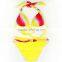 The Epitome of Rainbow - RELLECIGA Rose-Yellow-White Elegant Draped Halter Bikini Set