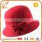 Customize cheap felt hats red 100% wool mini fedora hat with bowknot