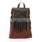 New arrival jean backpack travel canvas bag casual cowboy bags with contrast color, trim genuine leather, pu is optionable