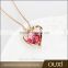 OUXI 2016 wholesale price 18k gold plated heart crystal necklace jewelry 11485