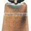 Cow bell in plated or painted color surface with logo and strap attached for hunting