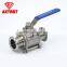 Clamped end 3pc thread stainless steel ball valve with handles