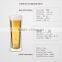 popular 2016 hot sell borosil double wall beer glass cup for 500ml