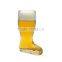 1 L man made boot shape beer glass with customized logo printing