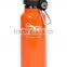 colorful sports water aluminium bottle with carabiner lid