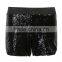 Sexy Women Shorts Black Golden All-over Sequin Split Side Adults Sequin Shorts