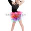 Girls One sleeve black latin costume with colorful skirt MYM007