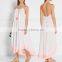 Holiday Sexy Cotton-Crepon Maxi Dress Backless Long Beach Dresses With Colorful Pink Embroidery Tasseled Ties 2016 HSD5840
