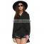 Ladies fashion black button down long sleeve shear chiffon blouse