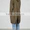 Wholesale Ladies Apparel Front Flap Pockets Long Length Dark Olive Shell Parka(DQE0373C)