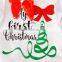 Christmas tree bow tie long sleeve romper and kneepad knit two-piece suit