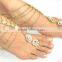 GOLD tone KUNDAN CHAIN PAYAL Anklets pair toe ring