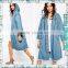 Free shipping 2015 fall new design antique denim dresses long sleeve cowboy woman's long hoodies coats