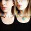 Gold bib choker necklace Detachable Necklace Turquoise stone choker necklace