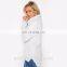 New arrival long sleeve loose high necklin white wholesale jumper
