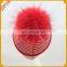 Five Colour Stripe Wool Hat Raccoon Fur Bobble Beanie Fur Hat