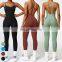Custom Sexy Sleeveless Rompers Sports Jumpsuits Workout Bodysuit Gym Fitness Sets Women Cross Back One Piece Yoga Jumpsuit