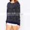 Fashion All Over Full Print Crewneck Knit Sweatshirt with Ribbed Trims