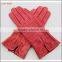 ladies cheap red suede leather hand gloves