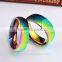 Classic Men Women Rainbow Colorful Ring Titanium Steel Wedding Band Ring Width 8mm Size 7-11