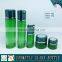 Green colored glass pump lotion bottle and cosmetic glass cream jar