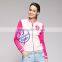 Custom 100% cotton womens printed baseball&softball wear jackets