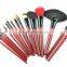 professional red/black 18 piece cosmetic makeup brush set with make up case