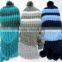 wholesale white black hat and scarf set girls knitted set scarf and hat sets