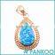 Factory Directly Big Pure Blue Drop Opal Sterling Silver Necklace Pendant