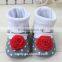 Soft Sole Red Flower Fabric Baby Sock Shoes