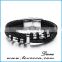 Fashion mens stainless steel magnetic leather bracelet