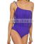 Vibrant Style Ladies Sexy Swimsuit One Shoulder Design Purple Swingy Festival Fringe One Piece Beach Wear
