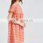Plaid Summer Dresses Womens Orange Short Sleeve Cute Dress