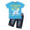 wholesale summer casual branded baby Boy's 2piece t-shirt set short-sleeve t-shirt + jeans pants short