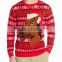 Men Red Sweater Christmas Hat Horse Pattern Christmas Jumper Sweater
