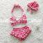 Baby Clothes Set Tthree Pieces Swimsuit Ruffle Sets With Hat Girl Gingham Outfit