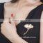 Fashion natural pearl gold-plated ginkgo biloba brooch