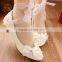 White bow lace with bridesmaid dresses with bridesmaid dresses in low heels and hand-married shoes WS031