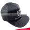 High quality black leather hip hop snapback embroidered flat cap with green cotton undervisor